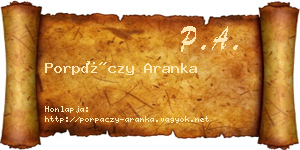 Porpáczy Aranka névjegykártya